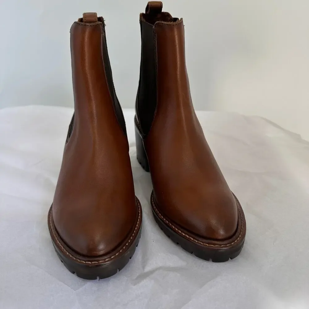 THURSDAY BOOT CO Knockout Heeled Leather Boots in Toffee Brown // 7 - Picture 6 of 13